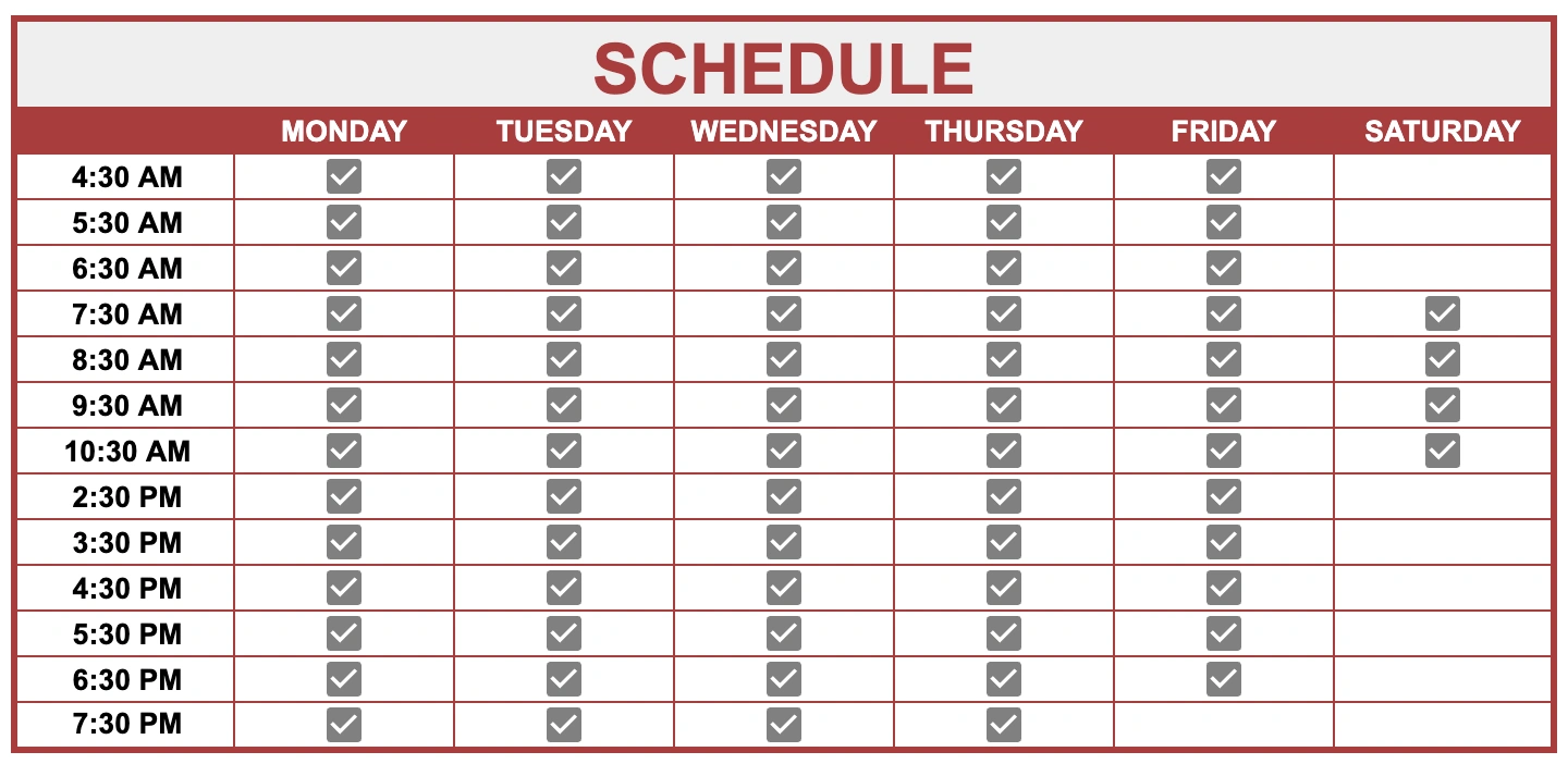 befit schedule